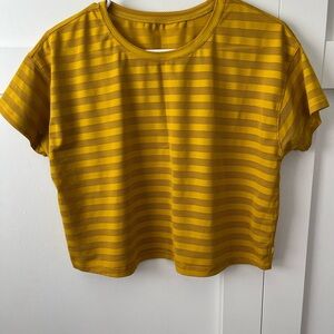 Lululemon Striped Mustard Yellow Women's Crop Top